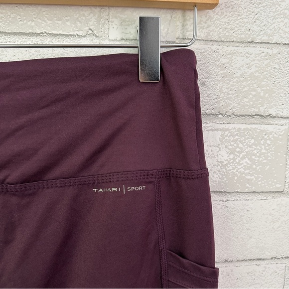 TAHARI Sport Maroon Plum Side Pocket Legging Tights - Picture 8 of 9